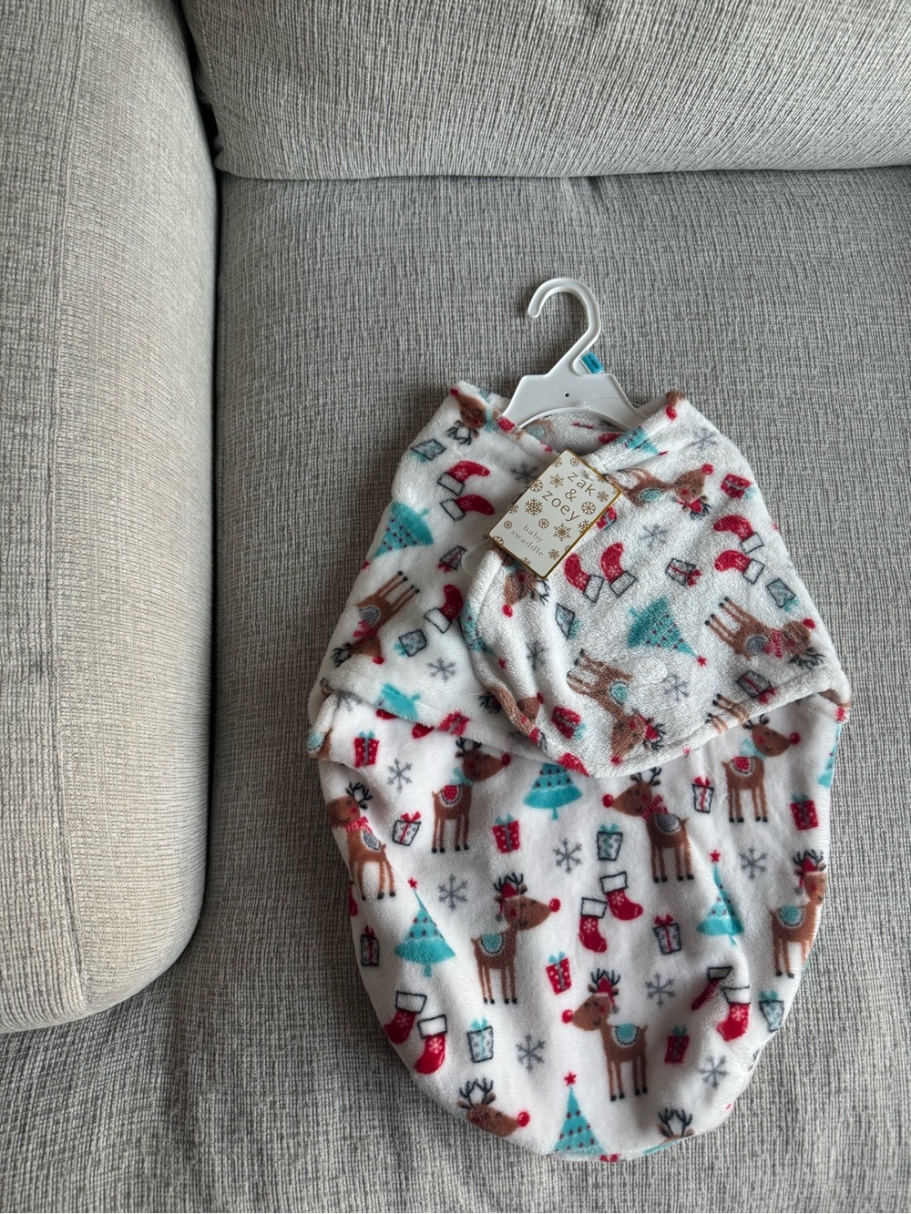 Zack & Zoey Holiday Reindeer newborn baby swaddle